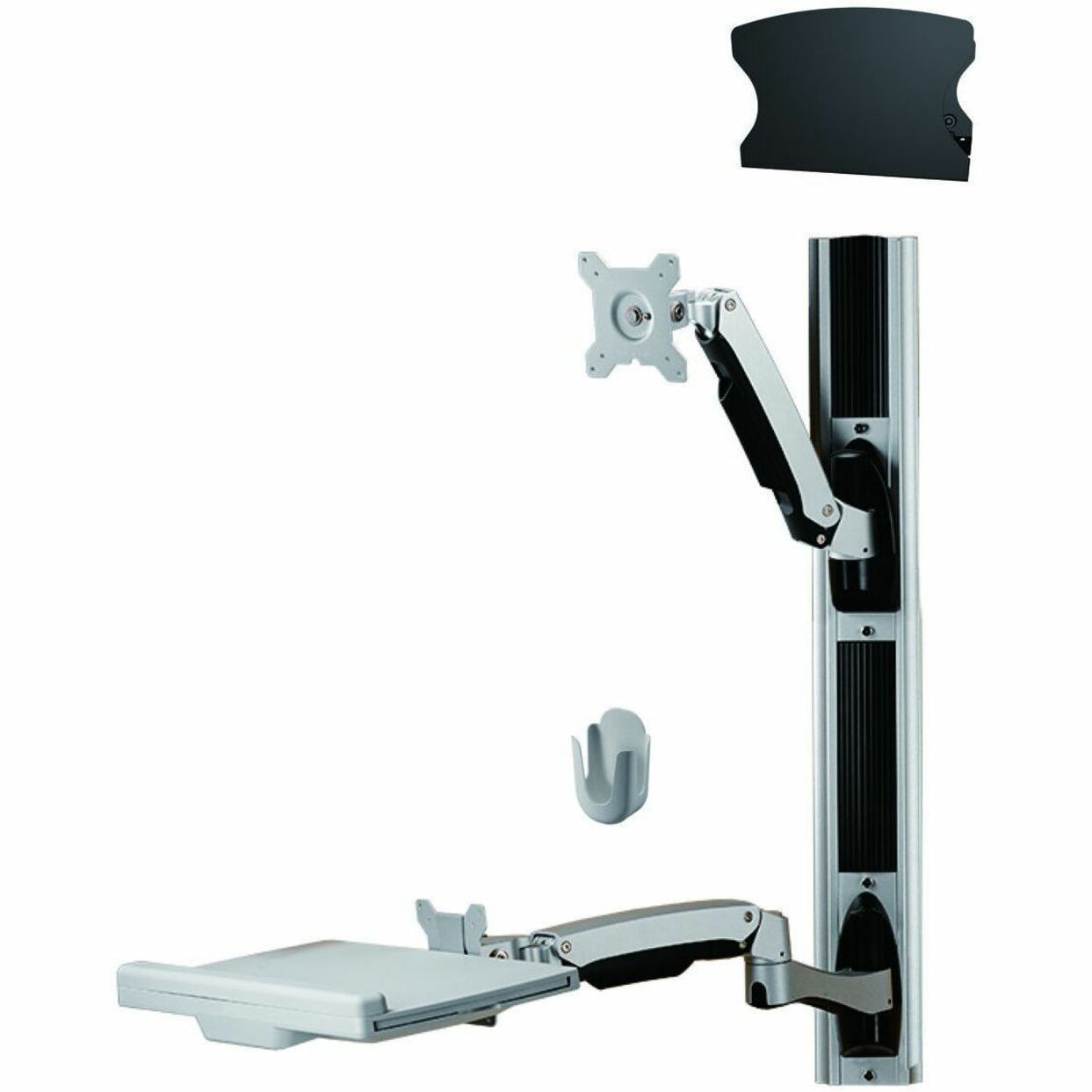 Side view of Amer wall-mounted workstation showing articulating monitor and keyboard arms with CPU holder-alternate-image1