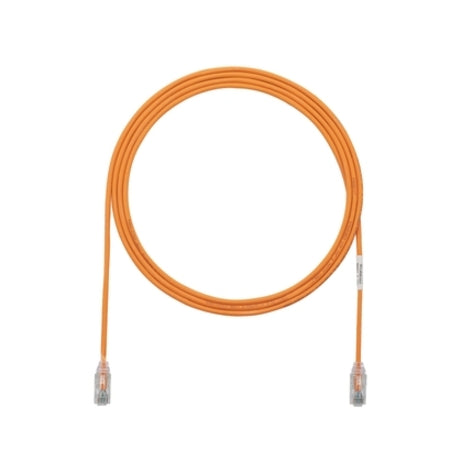 Orange Panduit Cat6 UTP network patch cable with RJ-45 connectors coiled in a circular pattern-alternate-image1