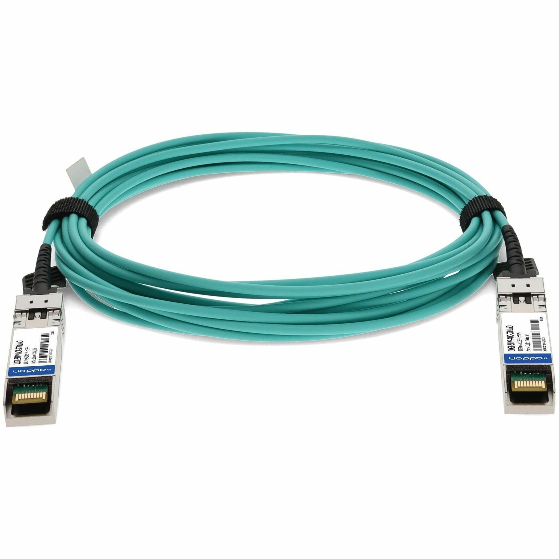 Detailed view of AddOn SFP+ cable highlighting compliance features-alternate-image8