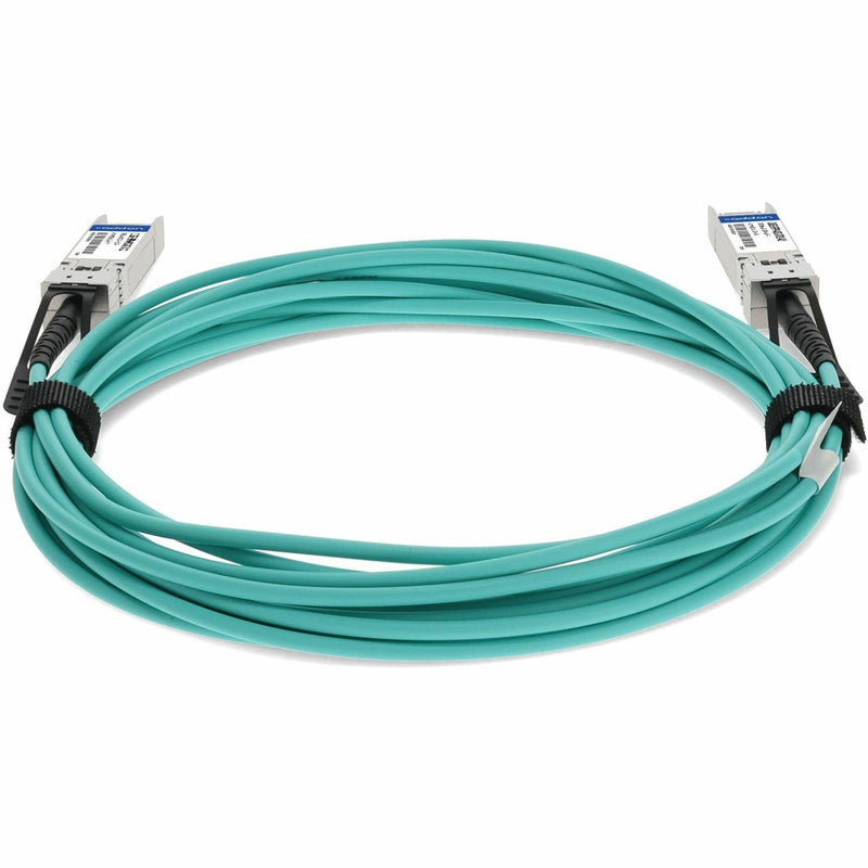 Full length view of AddOn SFP+ cable showing installation flexibility