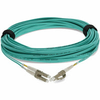 15-meter aqua OM3 fiber optic patch cable with LC connectors - full length view with detail-alternate-image8