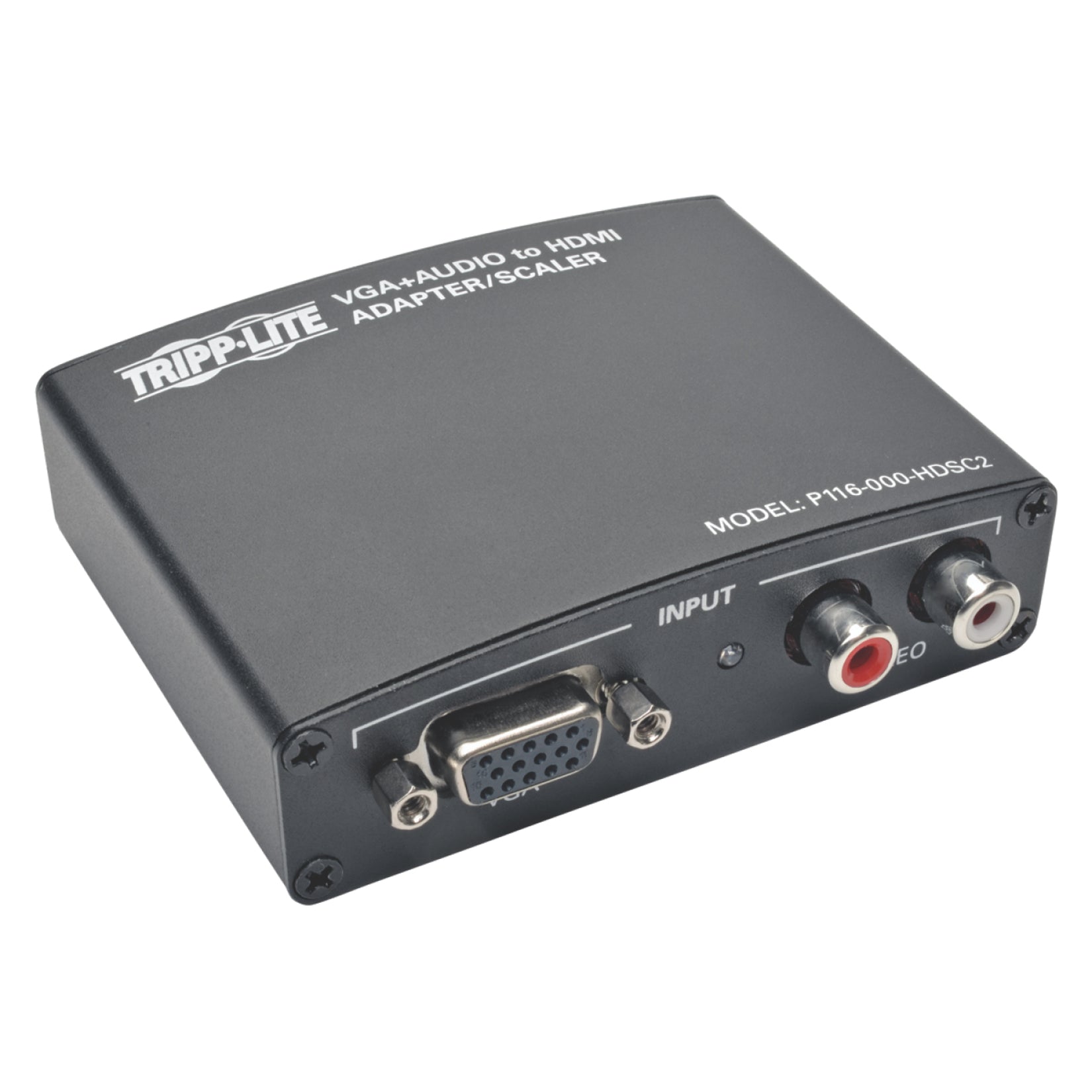 Angled view of Tripp Lite VGA to HDMI converter showing top and input ports-alternate-image1