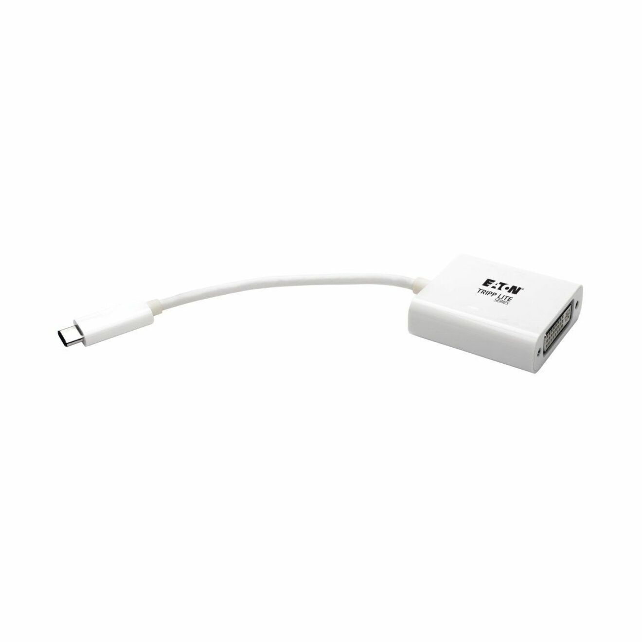 Tripp Lite USB-C to DVI white adapter cable with compact form factor showing USB-C connector and DVI female port-alternate-image1