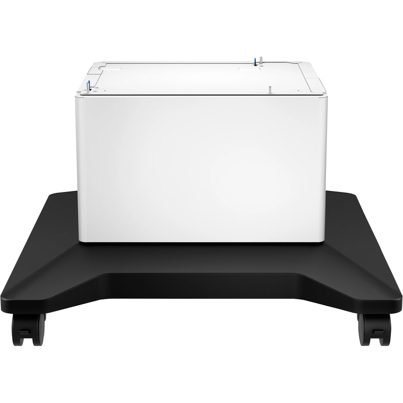 HP LaserJet Printer Cabinet front view showing black wheeled base with white printer stand