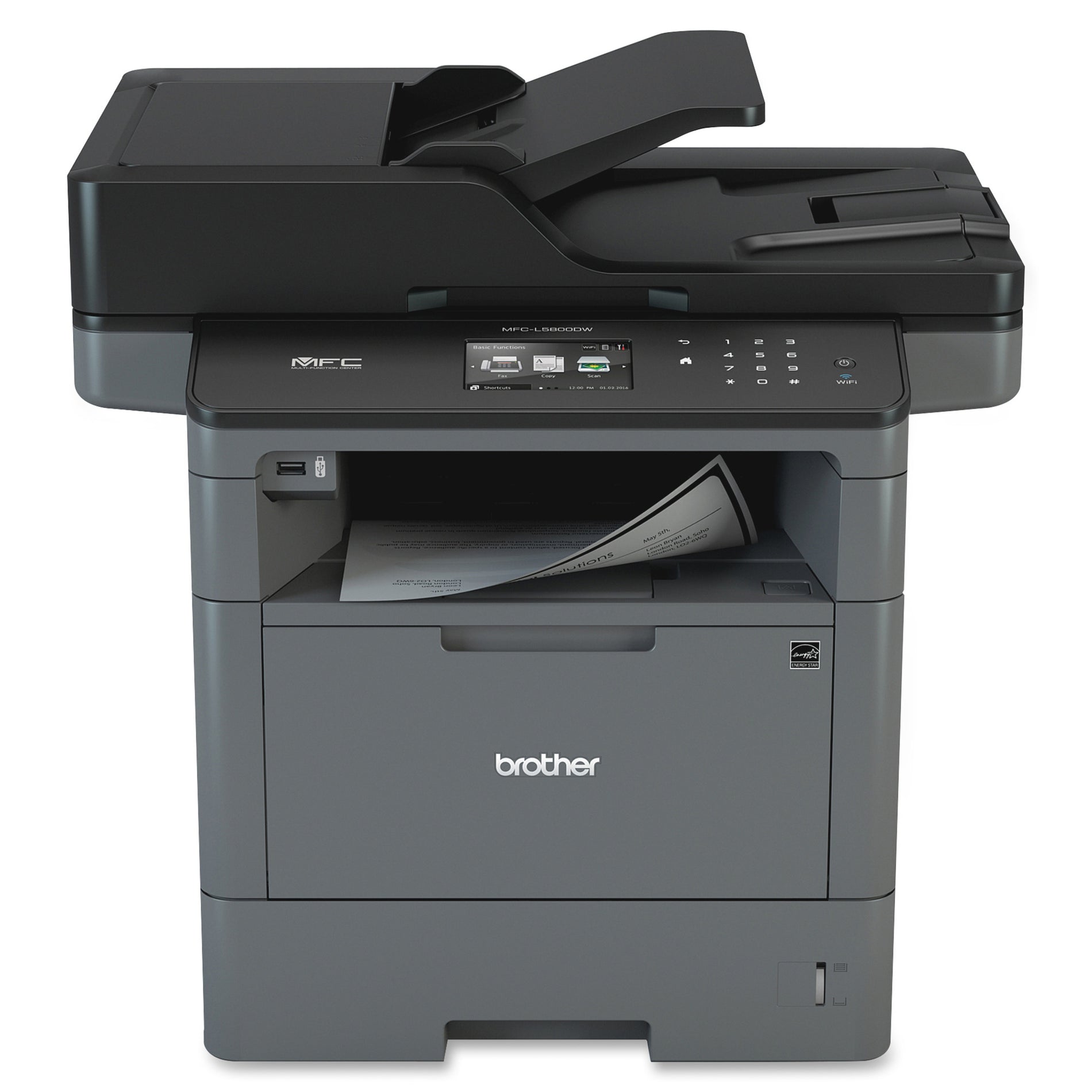 Brother MFC Printer, 42ppm, 300 Sht Cap, Black/Gray (MFCL5800DW)