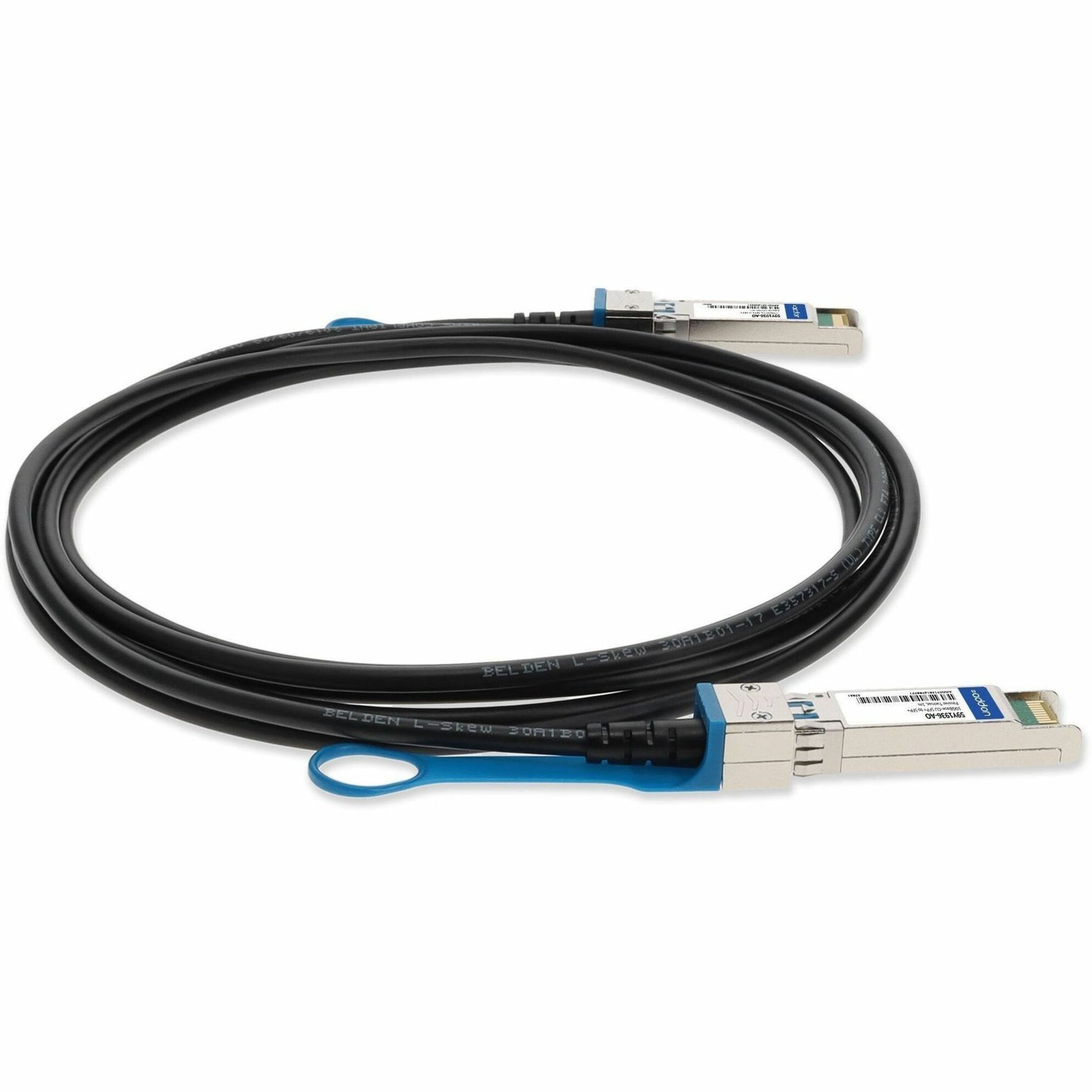 Detailed view of IBM compatible SFP+ direct attach cable with certification markings-alternate-image6