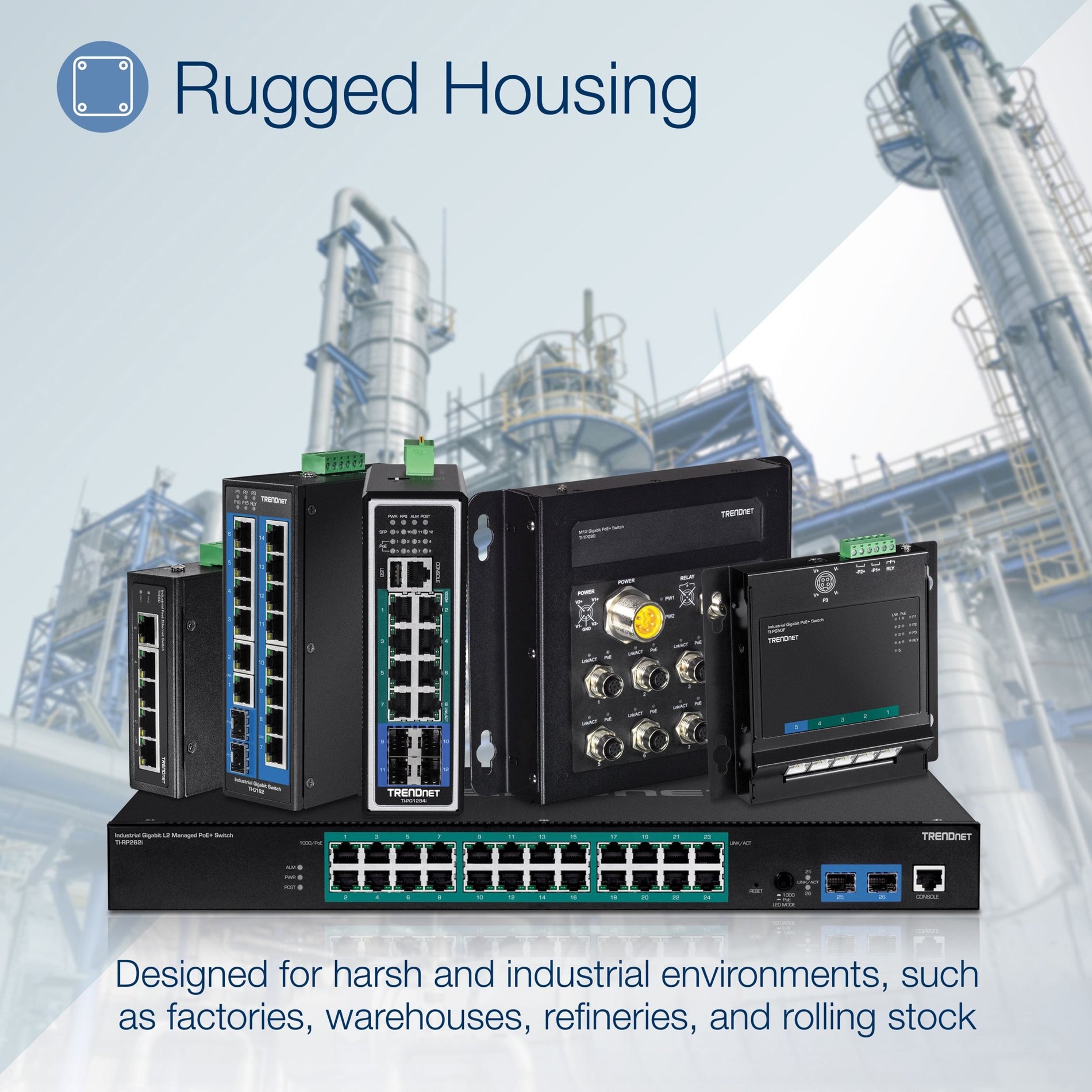 TRENDnet 6-Port Commutateur Gigabit Industriel Durci DIN-Rail Capacité de Commutation de 12 Gbps Boîtier Métallique Classé IP30 -40 à 75 ºC (-40 à 167 ºF) Montages DIN-Rail et Muraux Inclus Protection à Vie Noir TI-G62