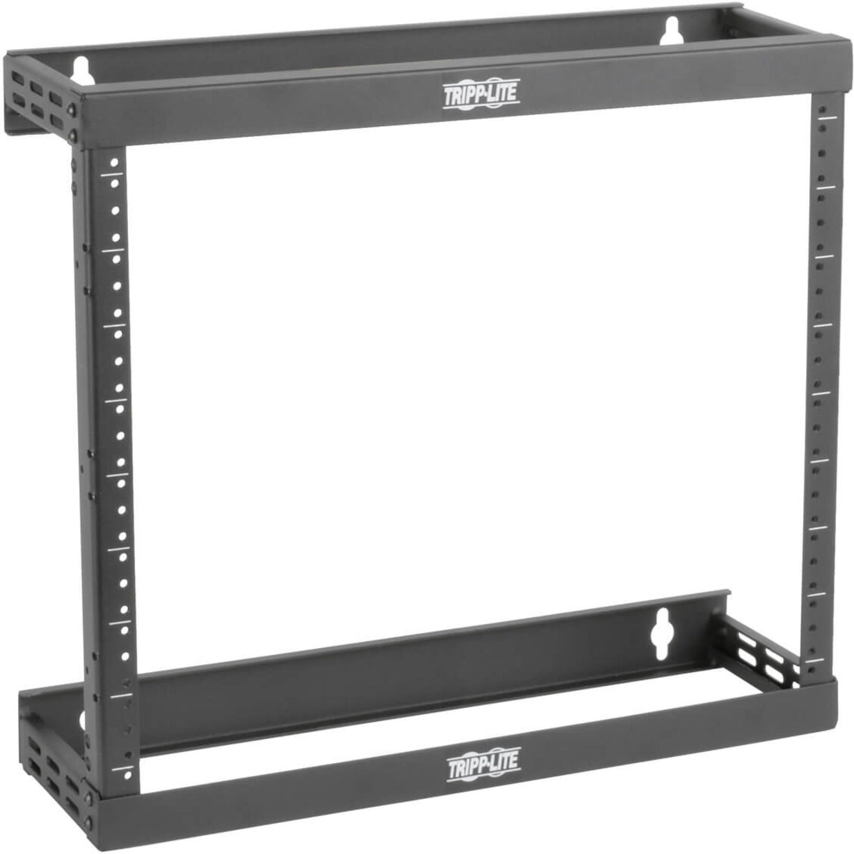 Tripp Lite SmartRack 8U wall-mount open frame rack shown in horizontal orientation with standard 19-inch mounting rails-alternate-image1