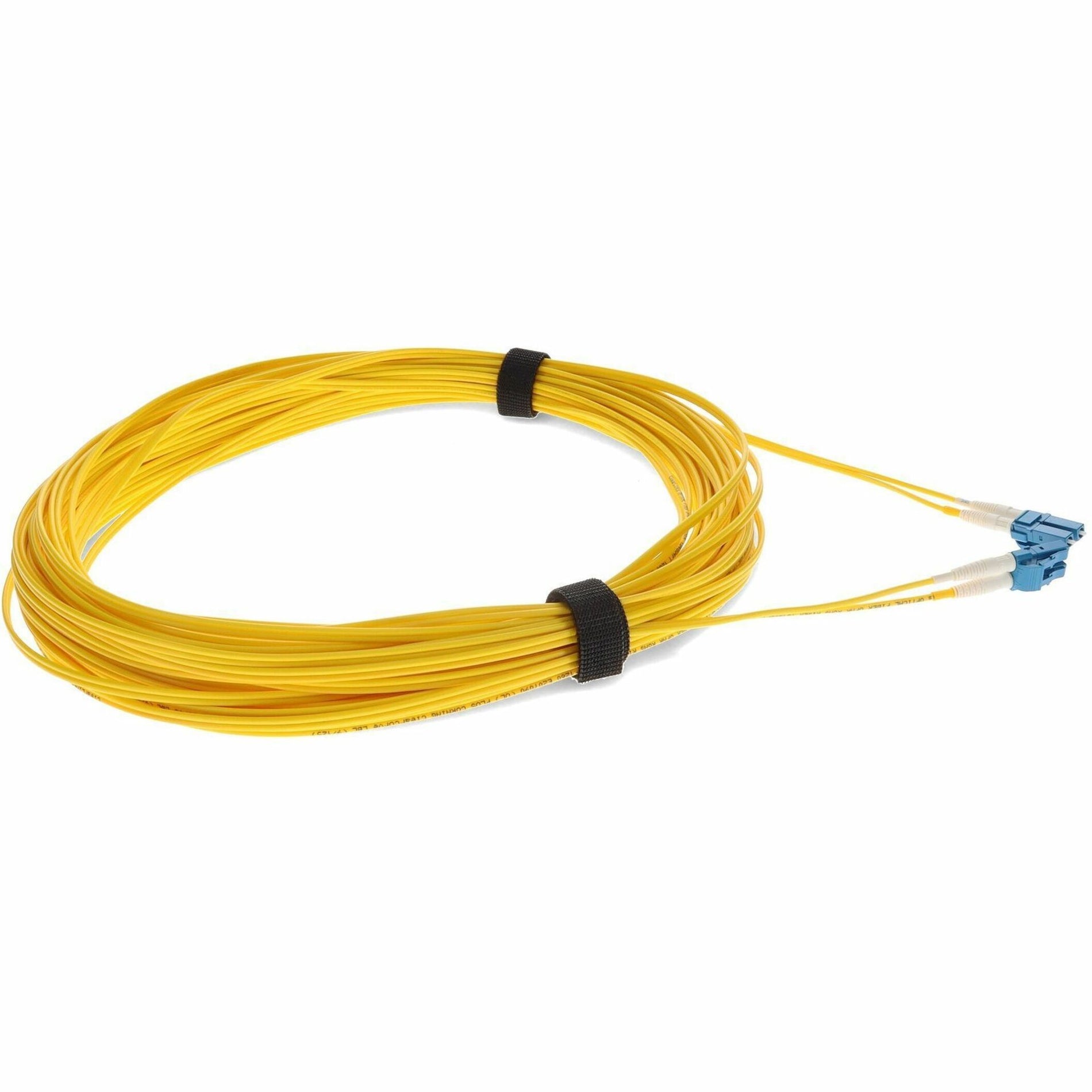 Diagonal view of yellow duplex fiber cable with LC connectors-alternate-image6