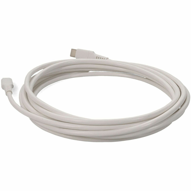 Coiled white USB-C to Lightning cable displaying connector detail