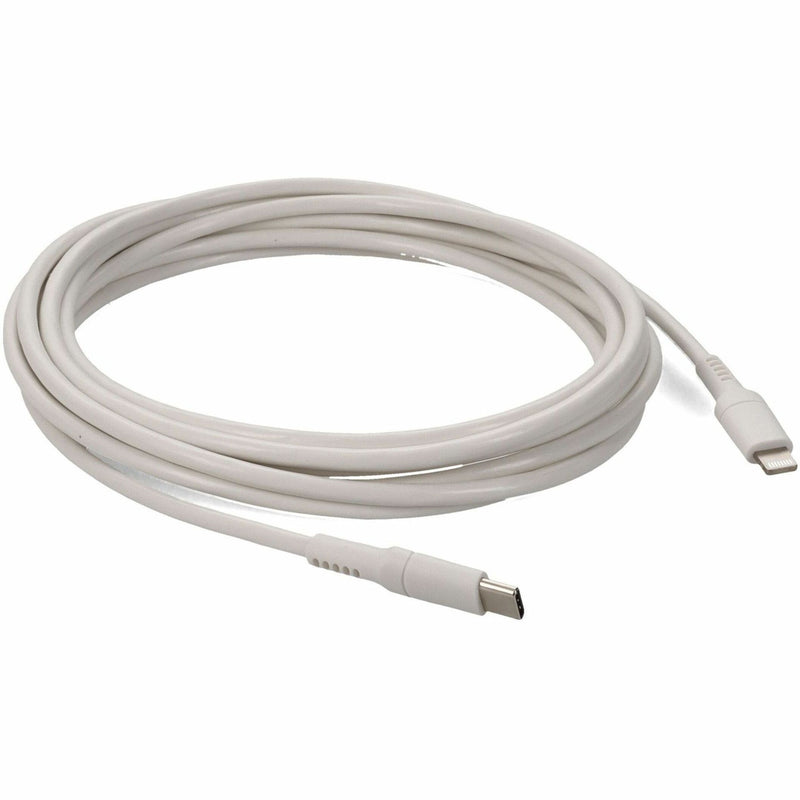 Detailed view of white USB-C to Lightning cable construction