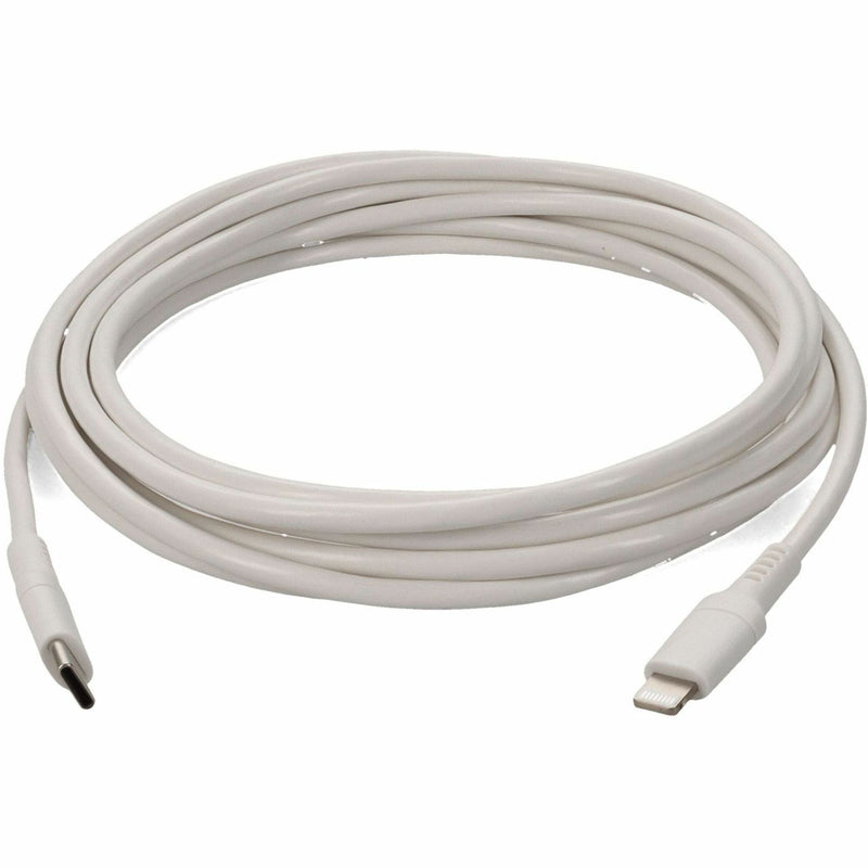 Full length white USB-C to Lightning cable with both connectors visible