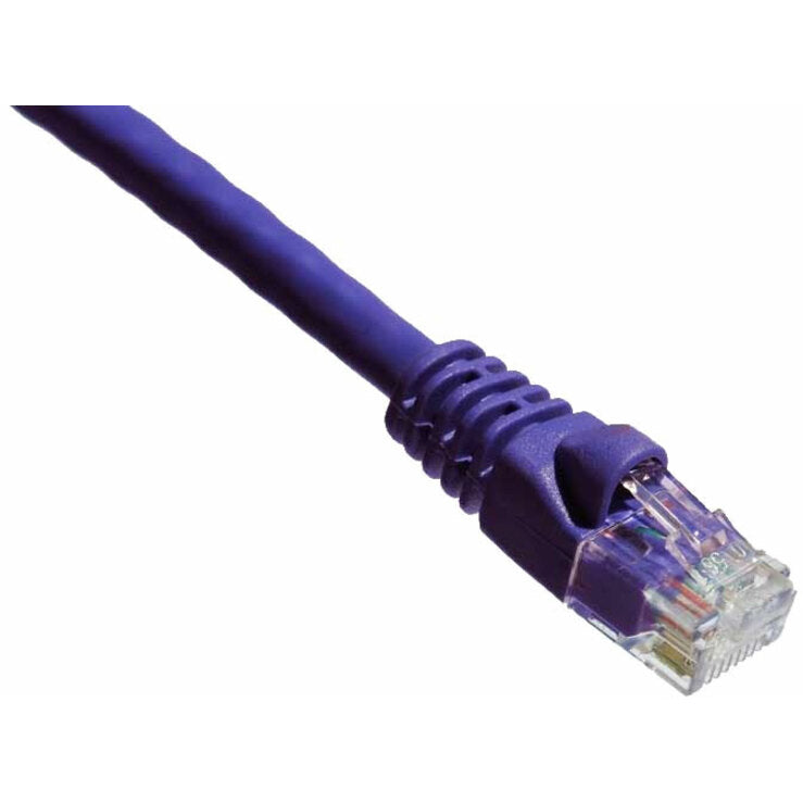 Close-up view of purple CAT6A ethernet cable connector showing strain relief boot and gold-plated RJ-45 termination-alternate-image1