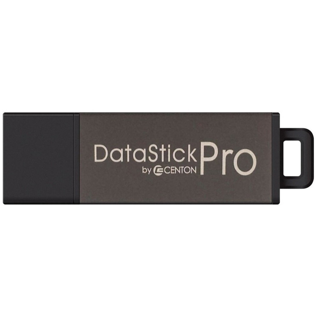 Centon DataStick Pro 64GB USB flash drive in gray and black with integrated carrying loop-alternate-image1