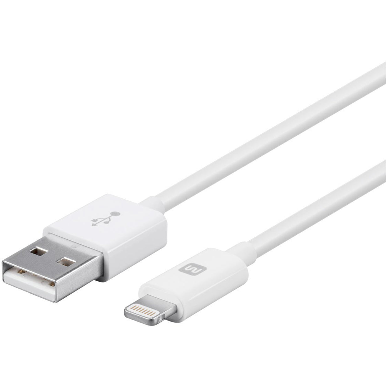 White Lightning to USB cable with gold-plated connectors showing both USB-A and Lightning ends-alternate-image2