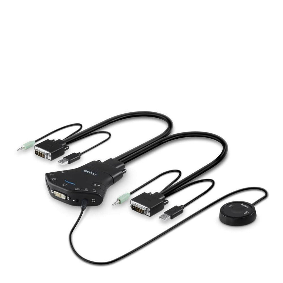 Belkin Secure Flip 2-port DVI-D KVM w/ Audio and Remote Controller (F1DN102F-3)