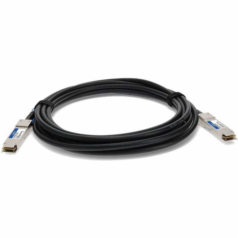 Full length view of AddOn QSFP+ cable emphasizing dual compatibility