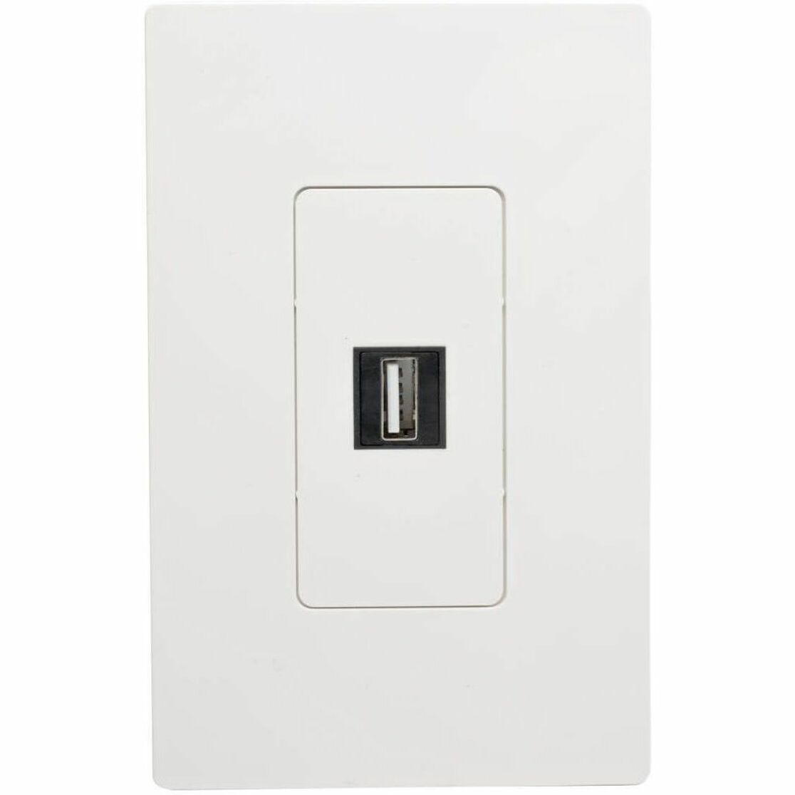 White wall plate with installed black USB keystone coupler-alternate-image3