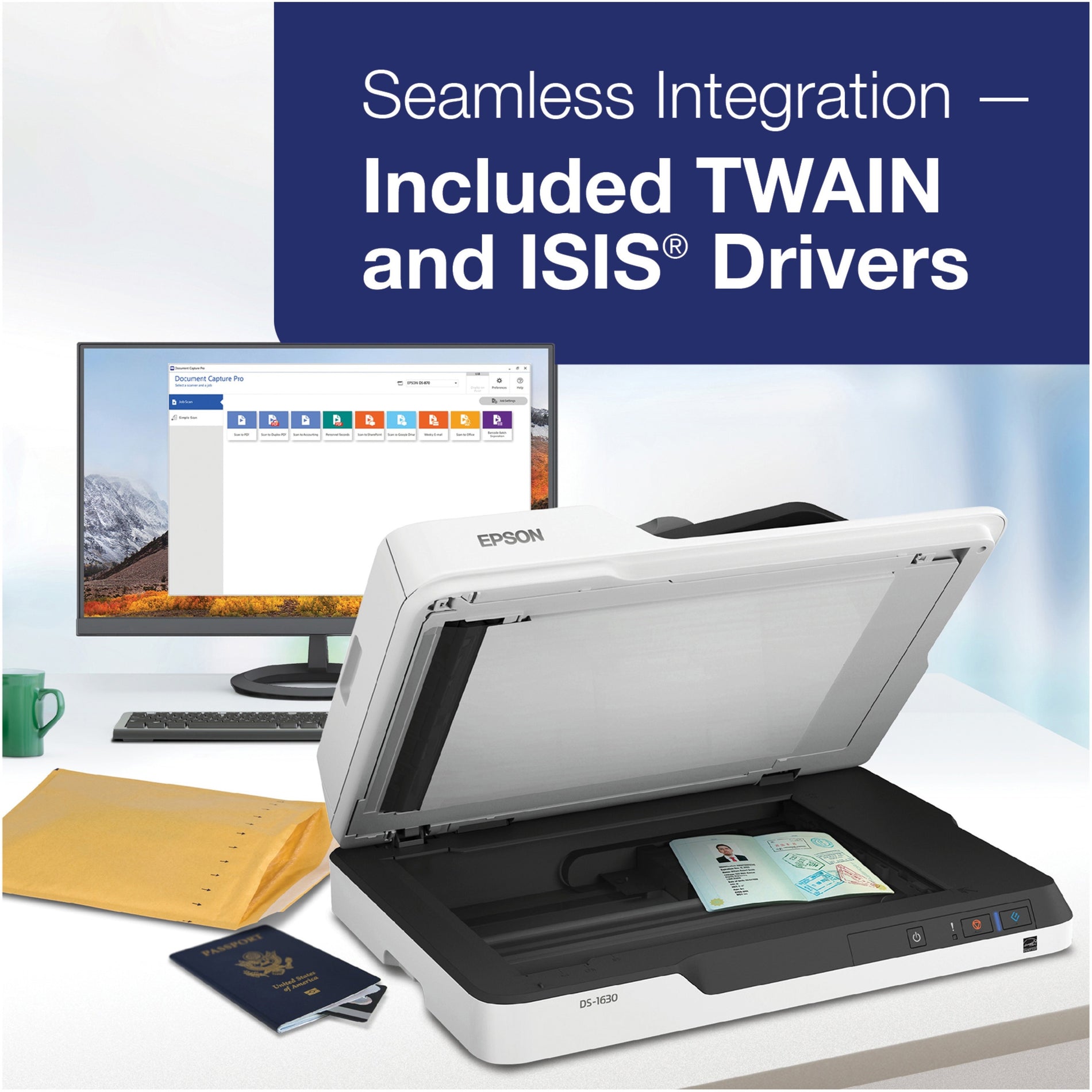 Epson DS-1630 Flatbed Document Scanner (B11B239201)