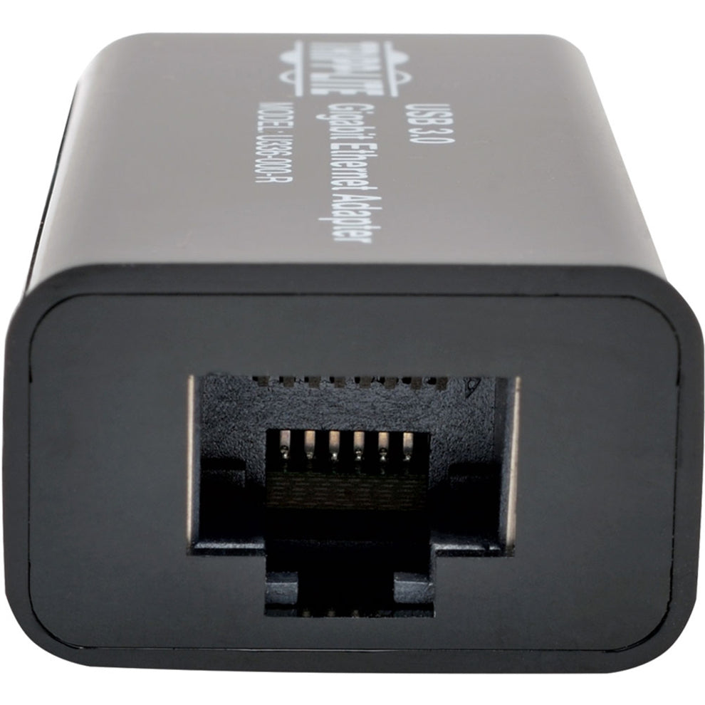 Close-up view of the Gigabit Ethernet port on Tripp Lite's USB 3.0 adapter-alternate-image2