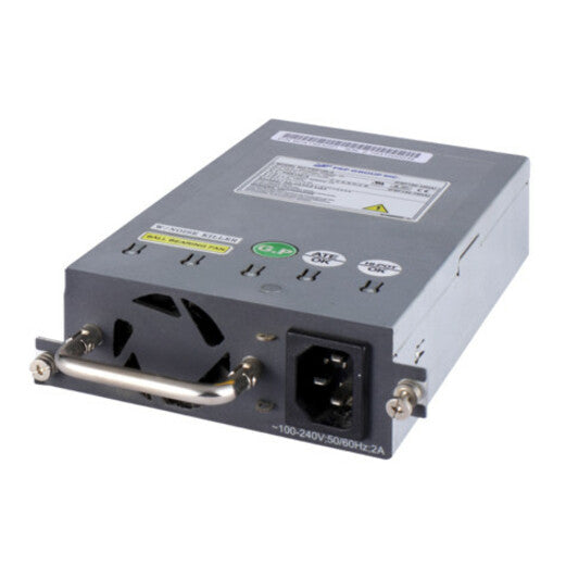 Angled view of HPE X361 150W AC Power Supply highlighting mounting handle and power input