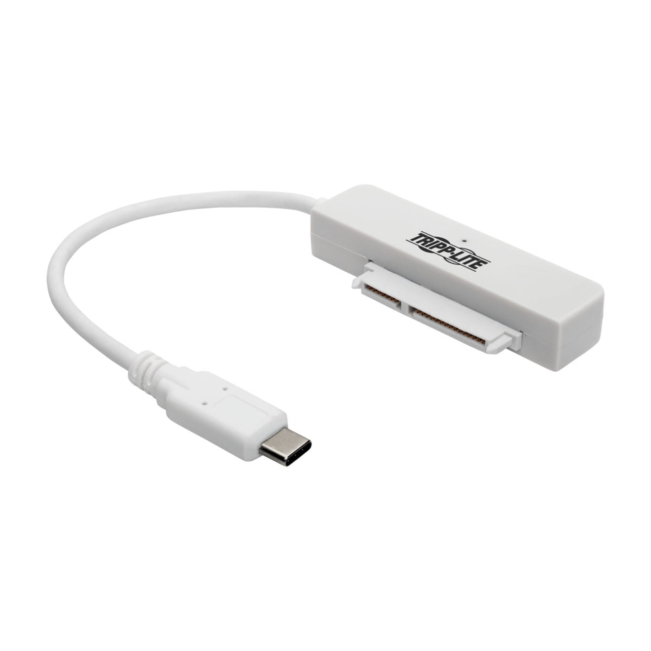 White Tripp Lite USB-C to SATA adapter cable showing USB Type-C connector and SATA interface-alternate-image1