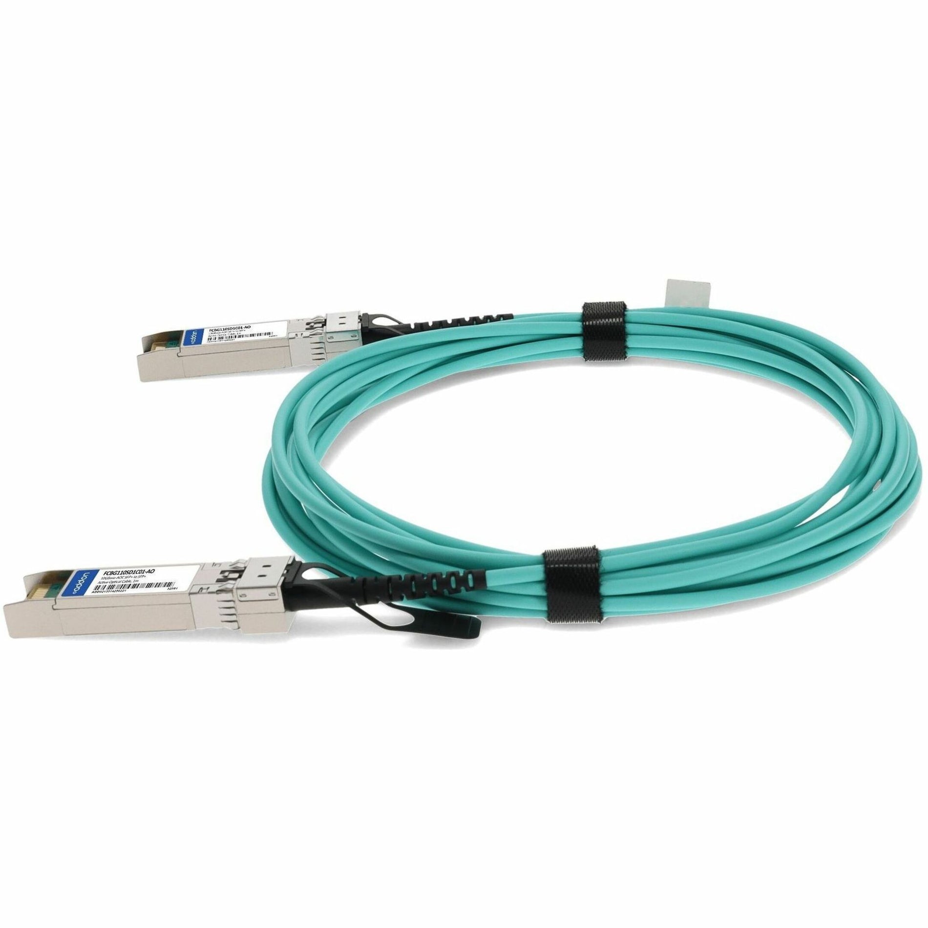 Side view of AddOn SFP+ active optical cable showing strain relief and connector detail-alternate-image2