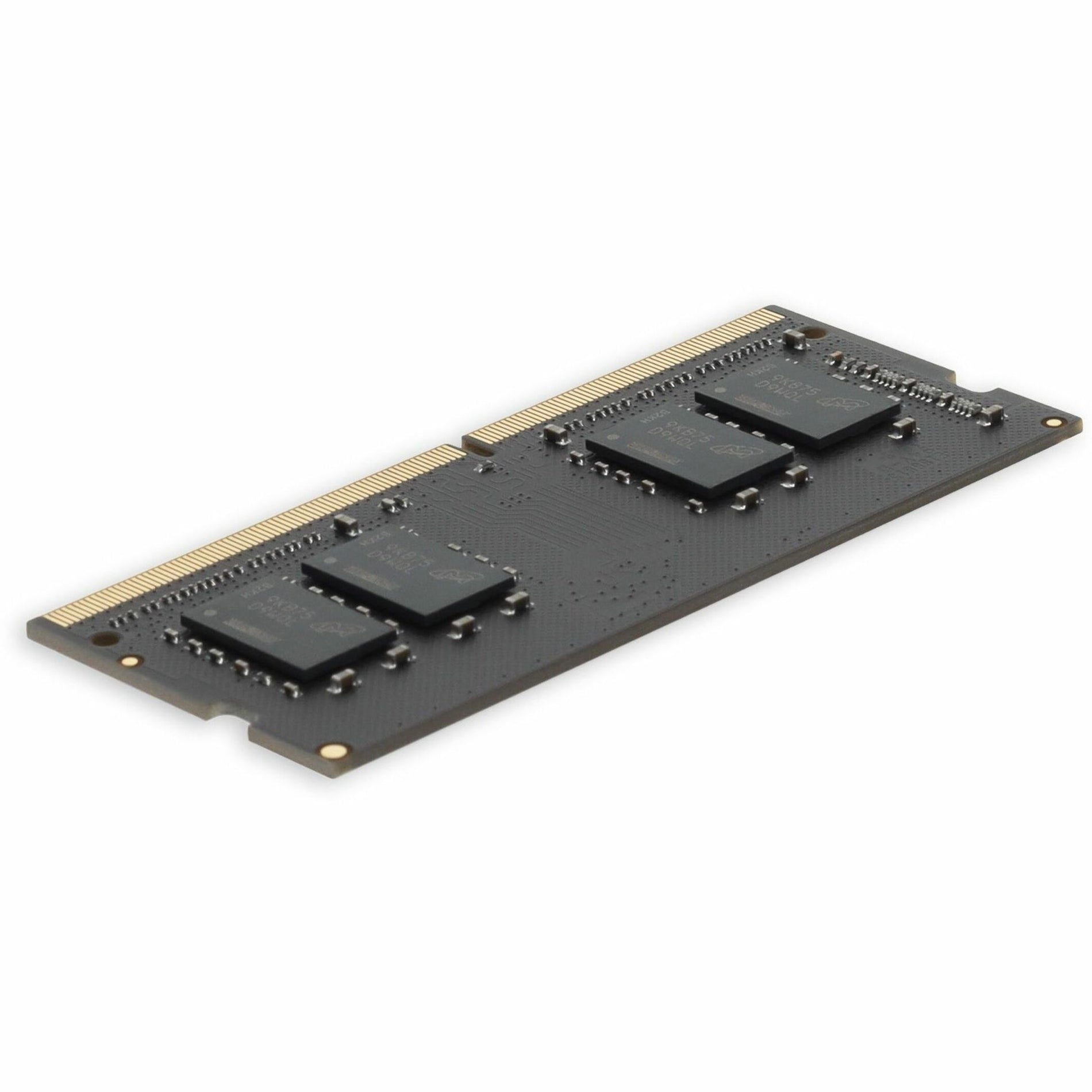 Angled perspective of 4GB DDR4 SODIMM showing integrated circuits and gold contacts-alternate-image1