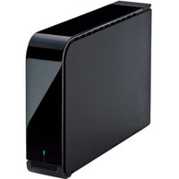 Buffalo DriveStation Axis Velocity 8TB external hard drive in vertical position with glossy black finish-alternate-image1