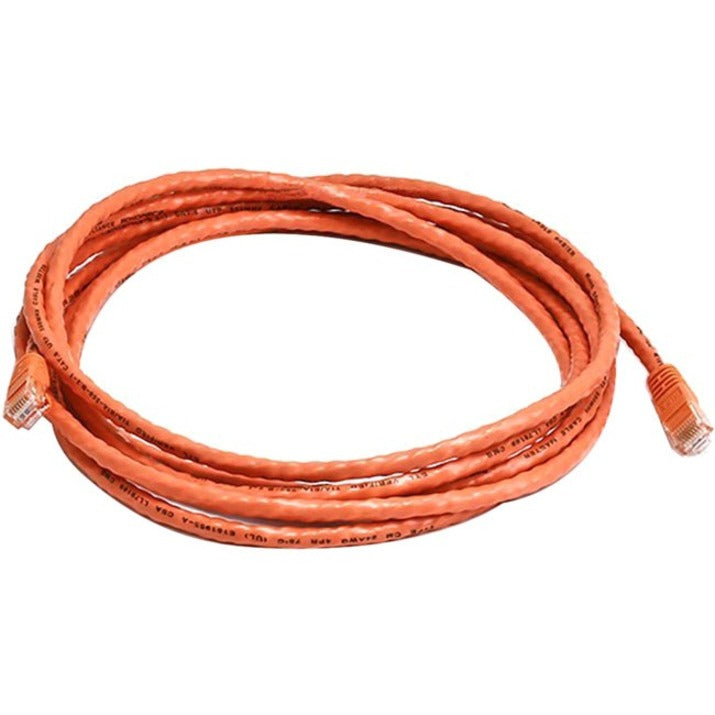 Orange CAT6 Ethernet patch cable coiled showing full length and connectors