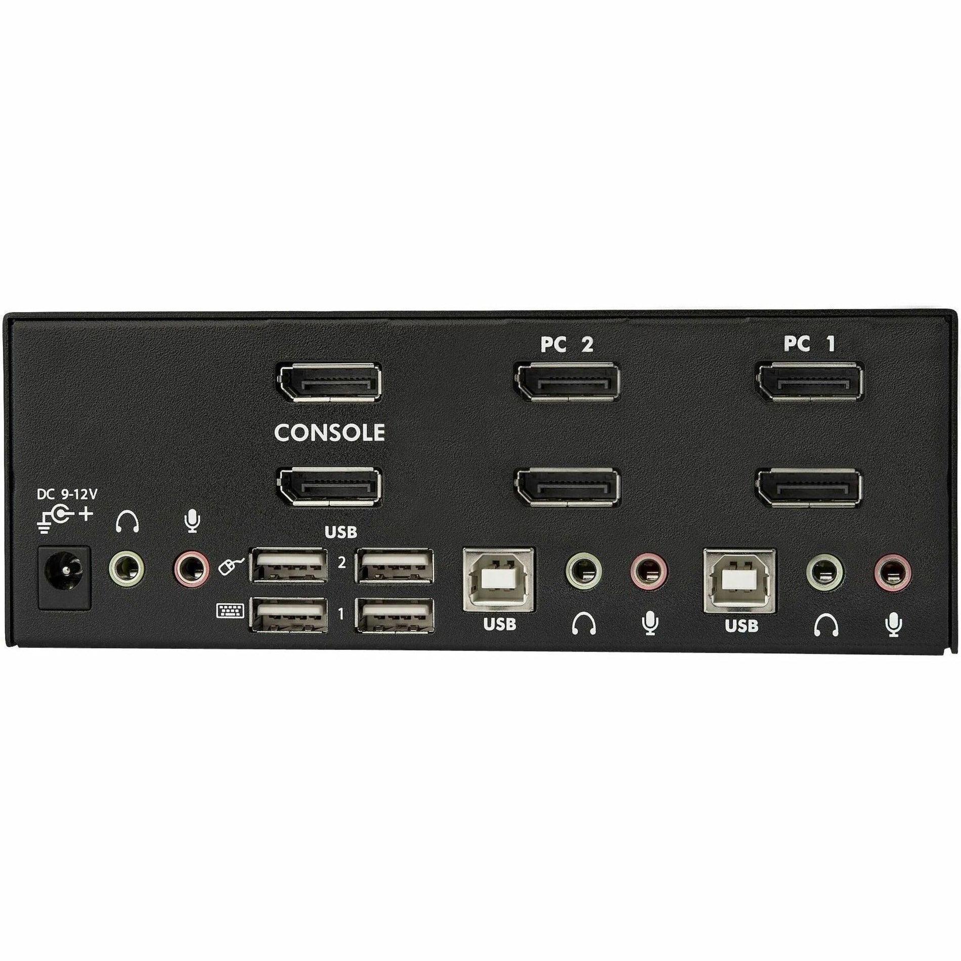 StarTech.com 2-Port DisplayPort Dual-Monitor KVM Switch - 4K 60Hz - Access two dual-monitor computers and two shared USB peripherals from a single workstation (SV231DPDDUA2)