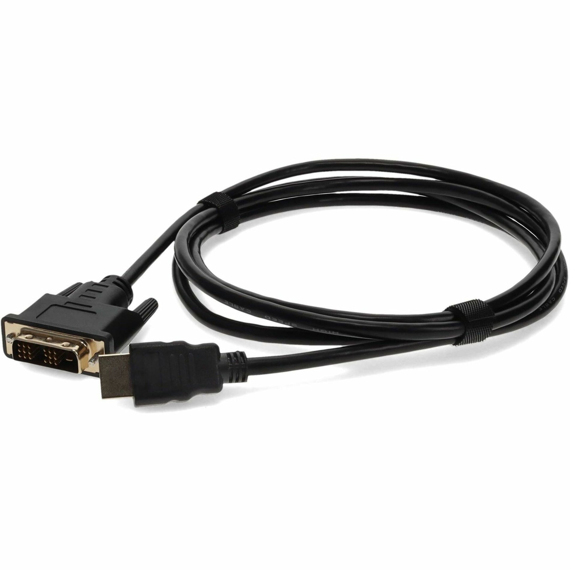 Black HDMI to DVI-D cable with gold-plated connectors shown in coiled position against white background-alternate-image1