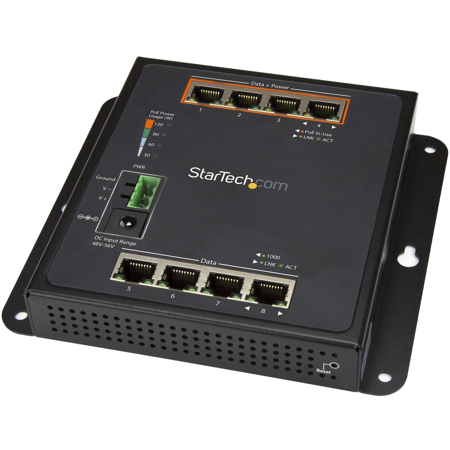 Detailed view of StarTech.com managed switch interface showing port configuration and status indicators-alternate-image3