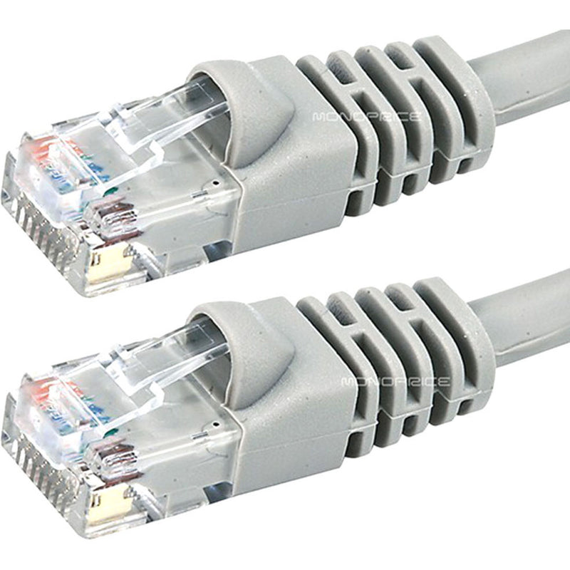 Close-up of RJ-45 connectors showing gold-plated contacts and snagless boot design