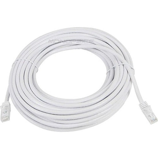 50-foot white Cat6 ethernet cable coiled showing full length and connectors