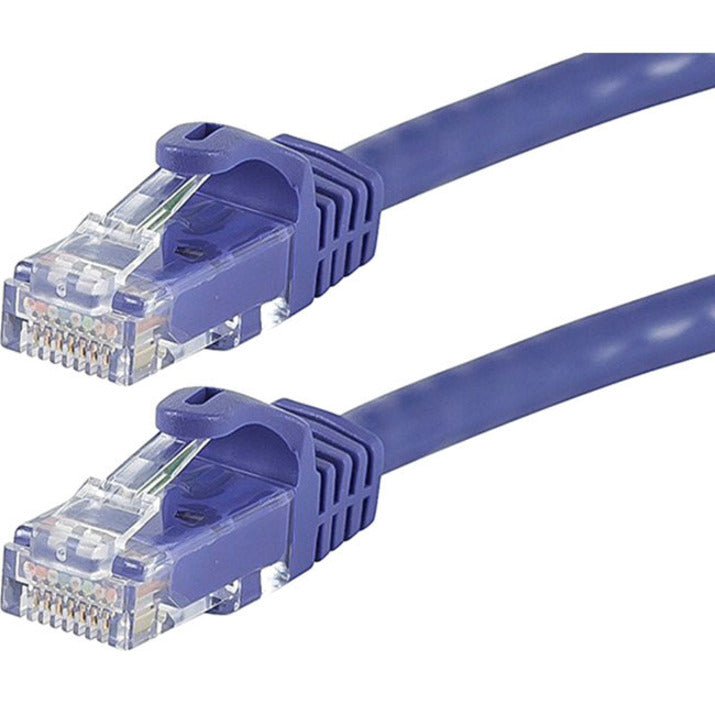 Close-up of purple Cat6 cable RJ-45 connectors showing FLEXboot design