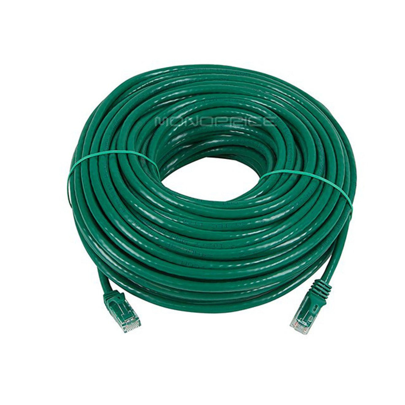 100-foot green CAT6 ethernet cable coiled with visible RJ-45 connectors on both ends-alternate-image2