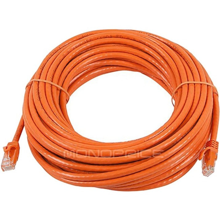 Orange Cat6 ethernet cable coiled showing full 50-foot length with RJ-45 connectors-alternate-image1