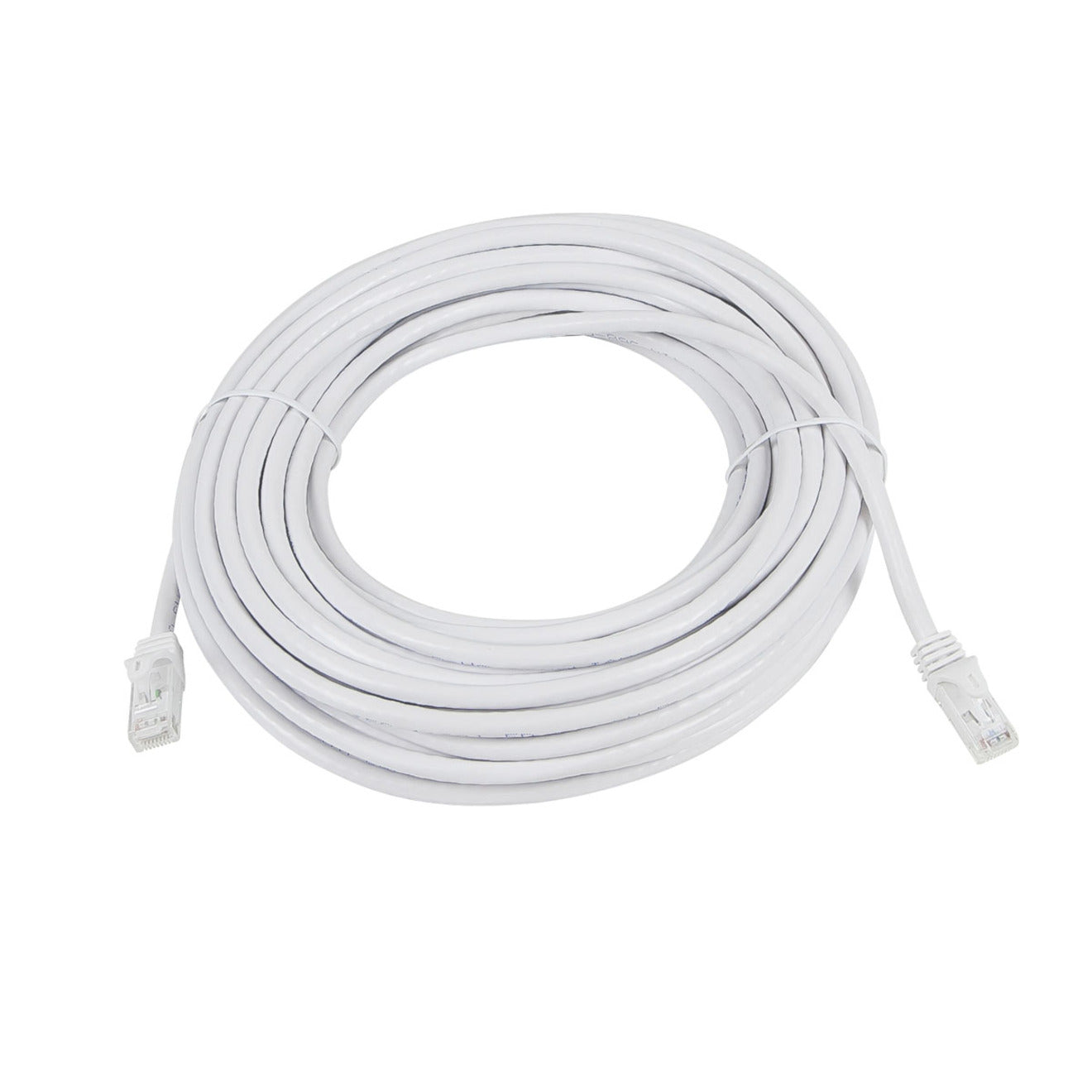 100 foot white CAT6 ethernet cable with RJ-45 connectors and FLEXboot protection coiled in circular arrangement-alternate-image2