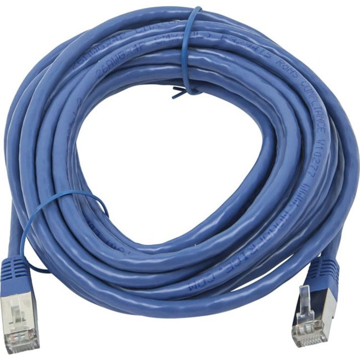 Blue Cat6A shielded network cable coiled neatly showing full 20-foot length with RJ-45 connectors-alternate-image1