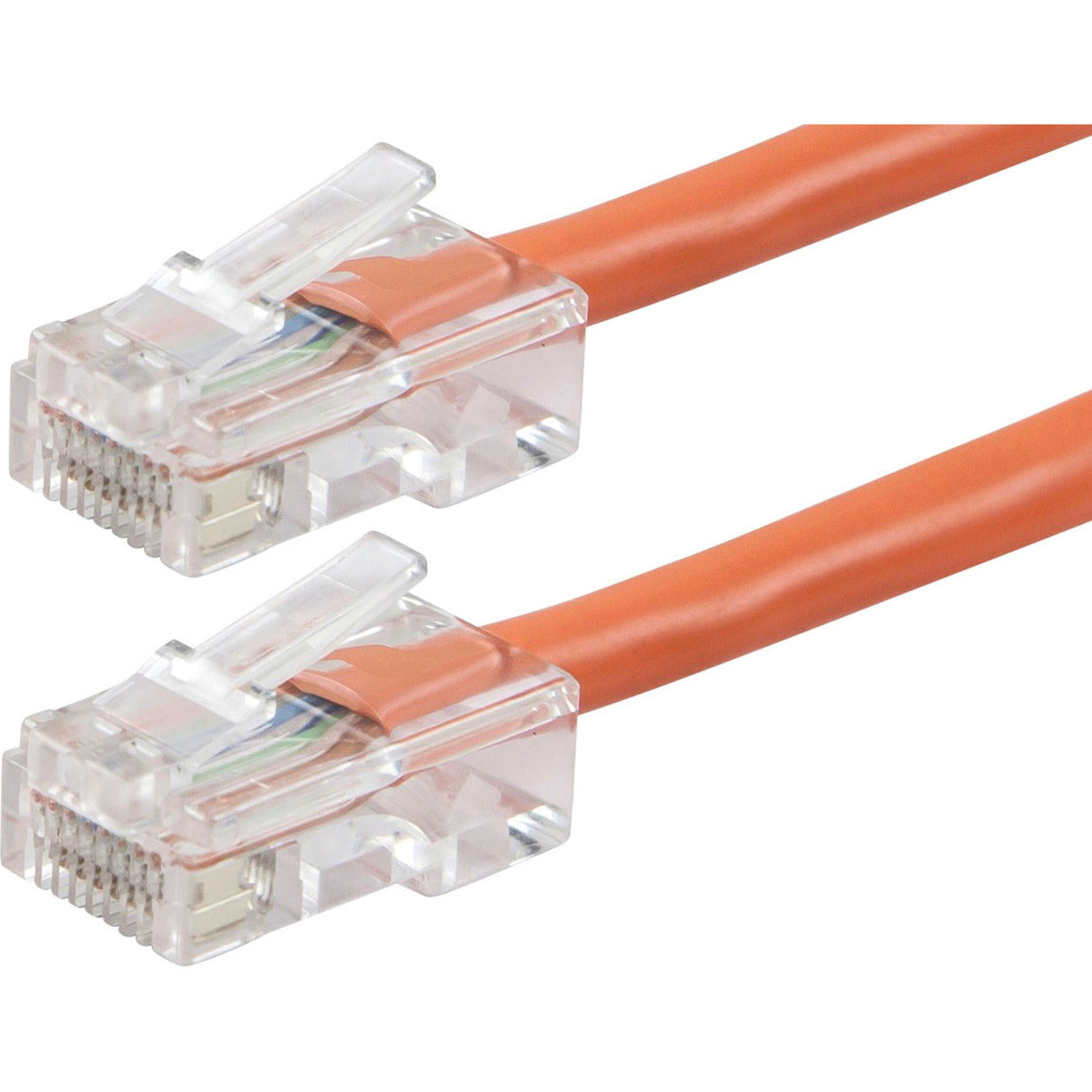 Both ends of the orange Cat6 patch cable showing matching RJ-45 connectors with transparent housings-alternate-image2