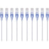 Ten white SlimRun Cat6A ethernet cables with transparent RJ-45 connectors and snagless boots arranged in parallel-alternate-image1