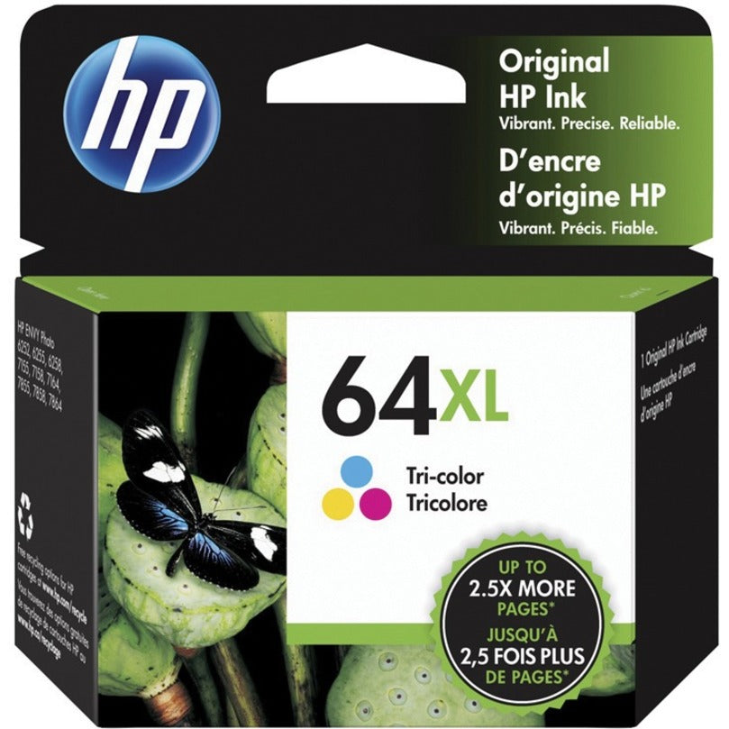 HP 64XL Original High Yield Inkjet Ink Cartridge - Tri-color - 1 Each (N9J91AN#140)