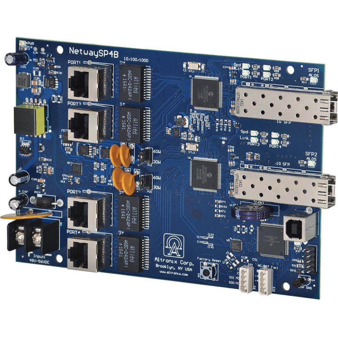 Altronix 4-port PoE+ Switch Board (NETWAYSP4B)