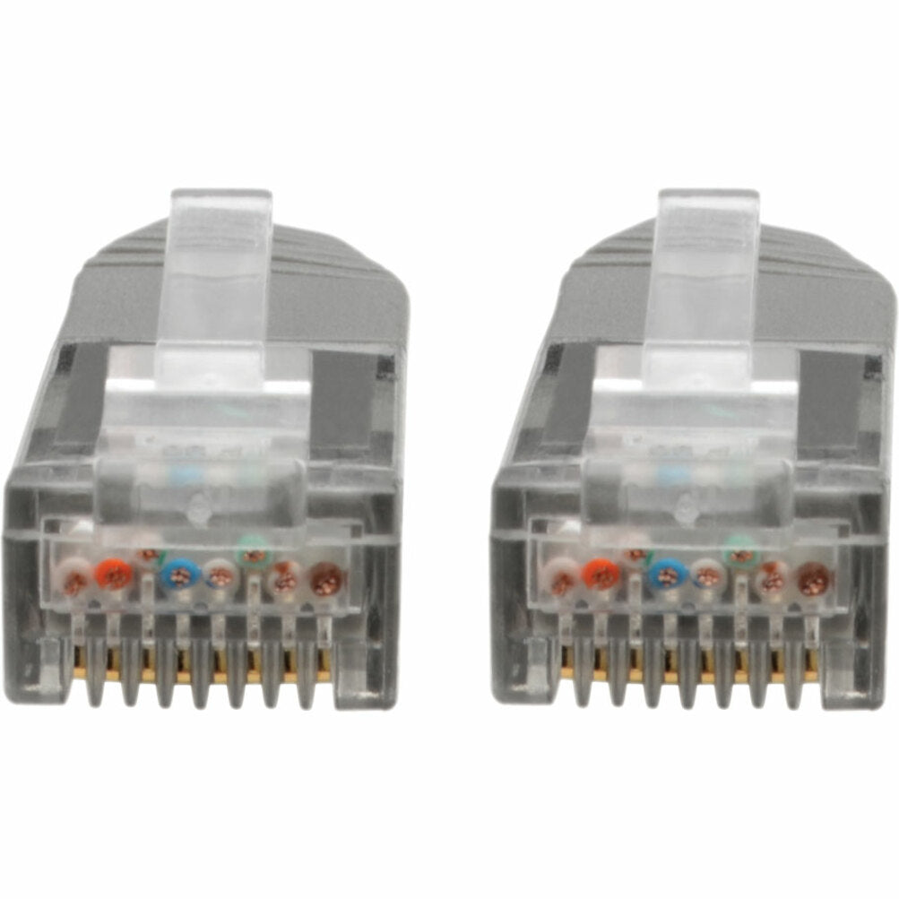 Detailed view of Cat6 cable RJ45 connector pins showing internal wiring and contact arrangement-alternate-image2