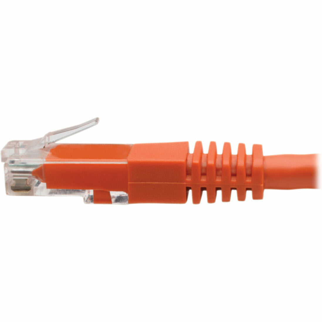 Detailed view of Cat6 cable RJ45 connector locking tab and strain relief-alternate-image4