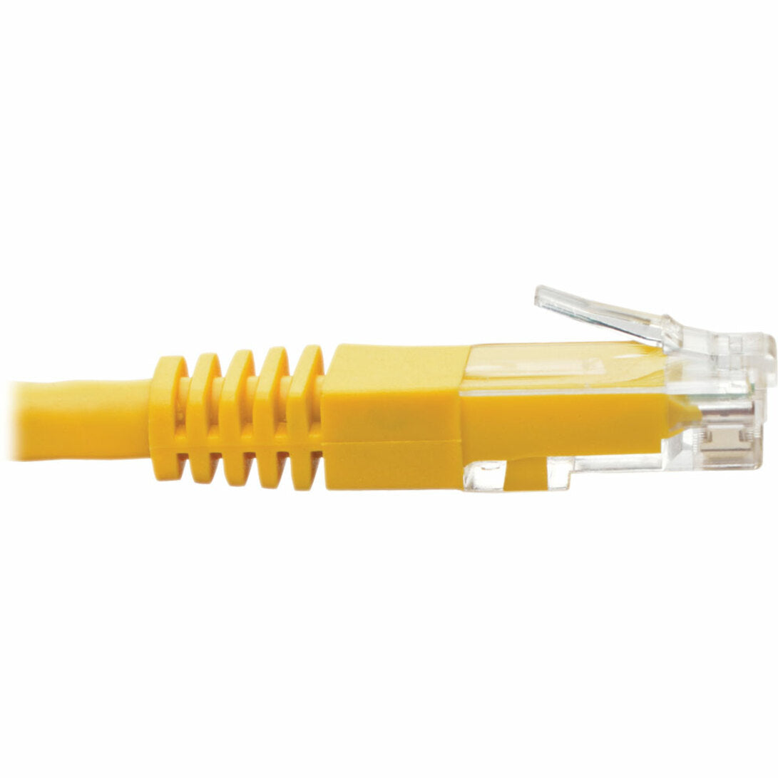 Side profile of yellow Cat6 cable connector showing strain relief mechanism-alternate-image3