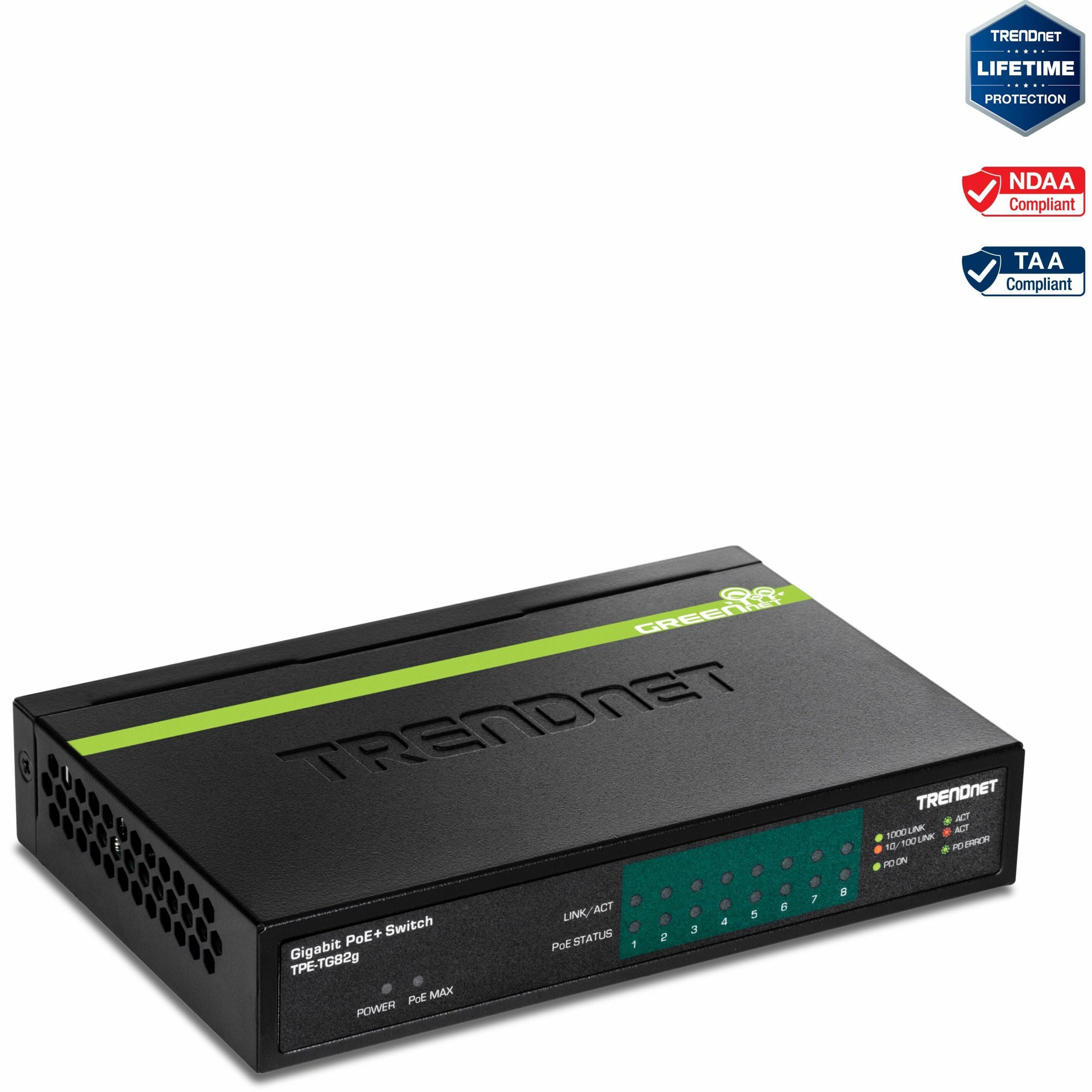 TRENDnet 8-PORT GIGABIT POE+ SWITCH (TPE-TG82g)