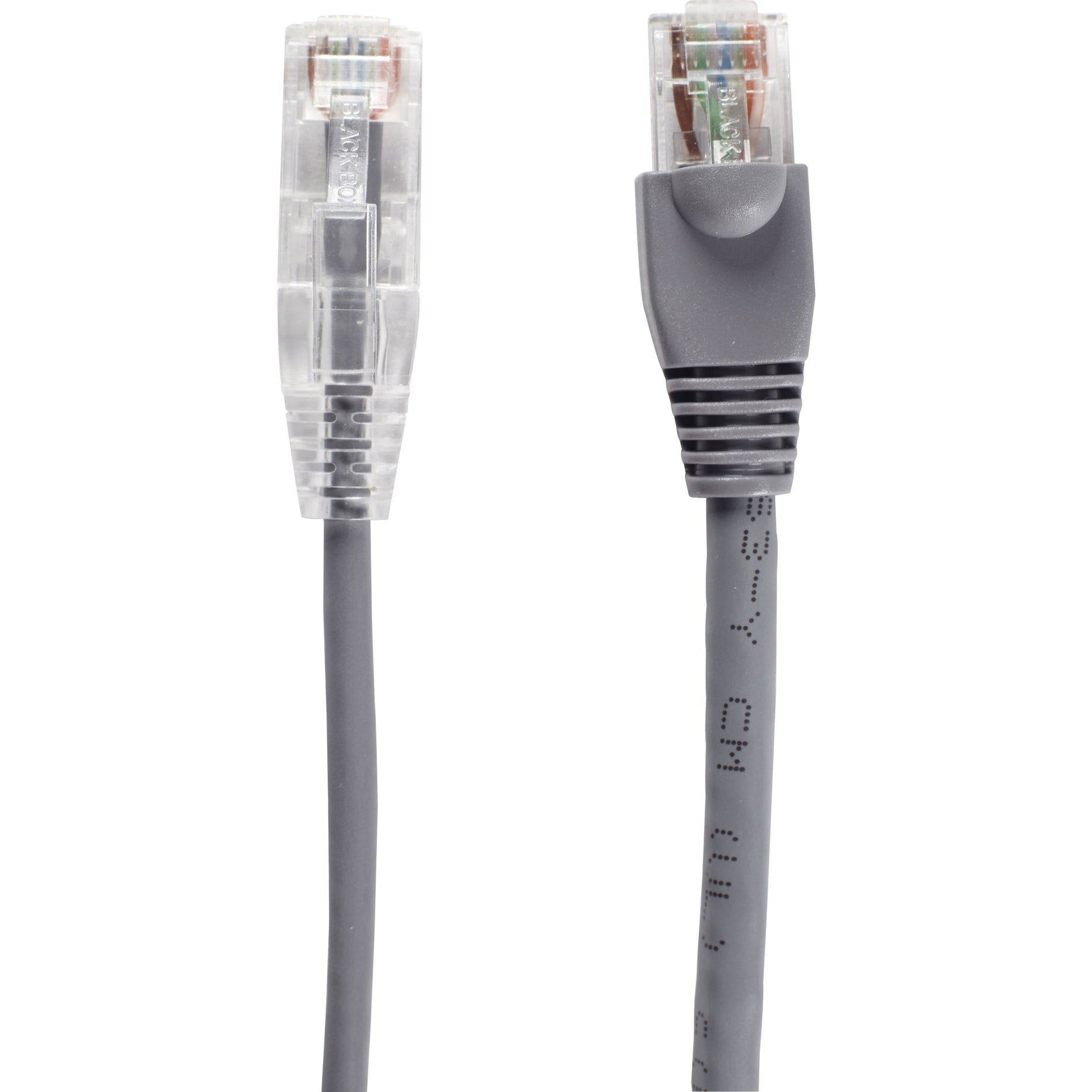 Detailed comparison of transparent and gray snagless boot designs on Cat6a cable connectors-alternate-image3