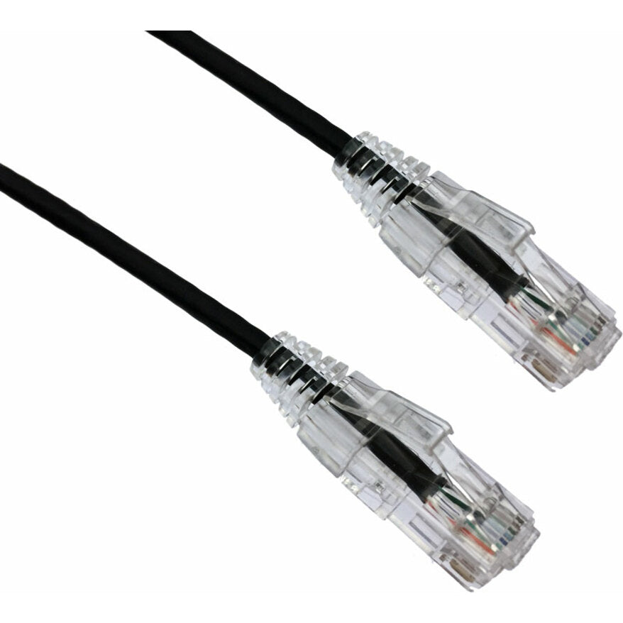 Axiom BENDnFLEX CAT6A black network cable with clear snagless connectors showing ultra-thin cable design-alternate-image1